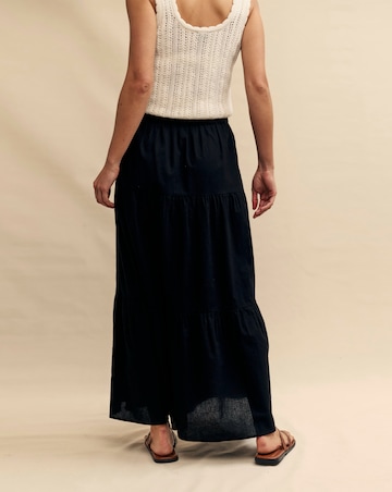 Nobody's Child Black Linen-blend Tiered Maxi Skirt