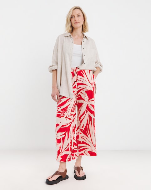Printed Cropped Wide Leg Culotte