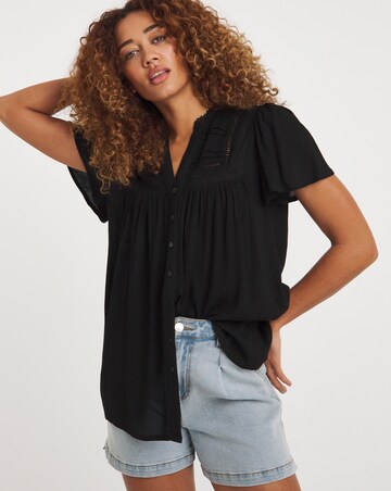 Crinkle Ladder Insert Blouse