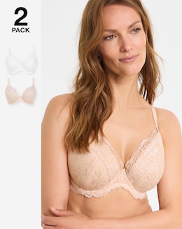 Pretty Secrets (2 Pack) New Ella Padded Plunge Wired Bras (B-G) Blush/White