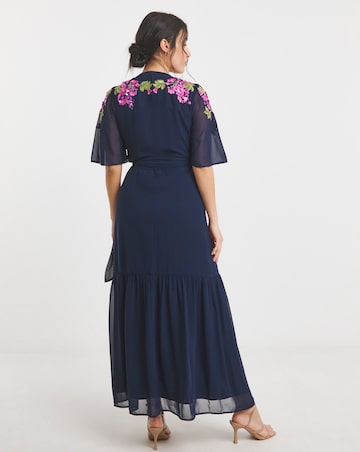 Hope & Ivy Grace Embellished V-Neck Wrap Maxi Dress