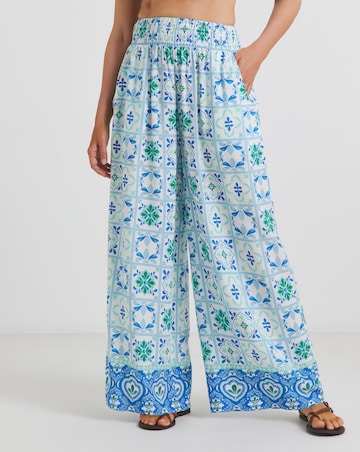 Beach To Beach Tile Print Wide Leg Beach Trousers