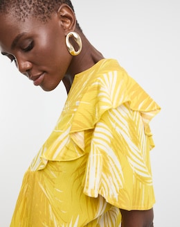 Textured Crinkle Frill Detail Angel Sleeve Top