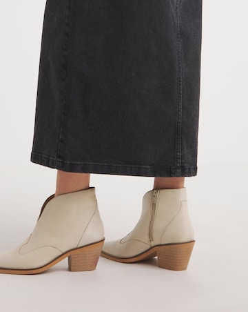 Alma Leather V Cut Western Ankle Boots Wide E Fit