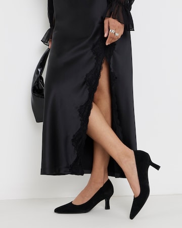 Heavenly Soles Kirsten Suede Pointed Toe Court Shoes - Extra Wide Fit (EEE)