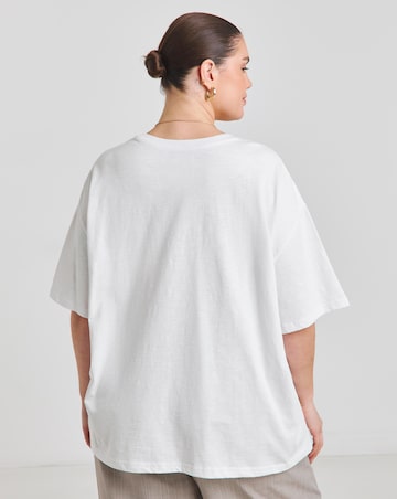 Simply Be White Cut Work Oversized T-Shirt