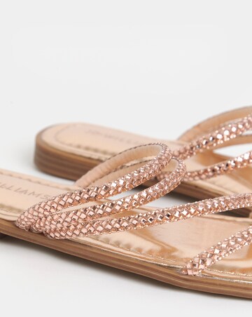 Daffodil Sparkly Asymmetric Flat Mule Sandals - Wide Fit (E)