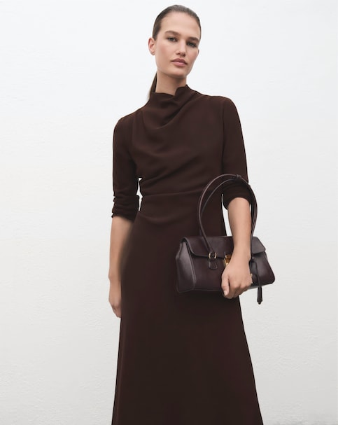 Mango Draped Neck Midi Dress