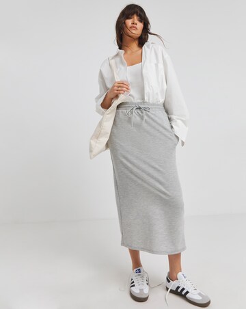 Simply Be Grey Marl Jersey Maxi Sweat Skirt