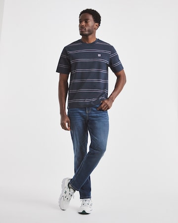 Union Heavyweight Stripe T-Shirt- Navy Stripe