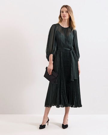 Phase Eight Lucie Green Striped Pleat Dress