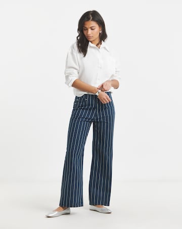 Simply Be Striped Blue Wide Leg Jeans