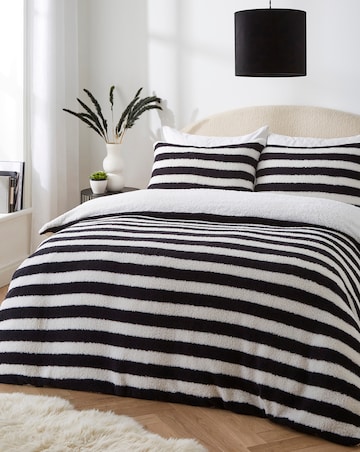Striped Fleece Duvet Cover Set