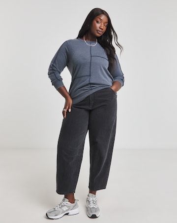 Navy Acid Wash Overlock Sweatshirt