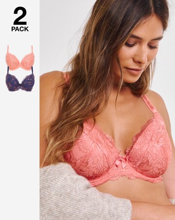 Pretty Secrets 2 Pack Ella Lace Padded Plunge Wired Bras B-K