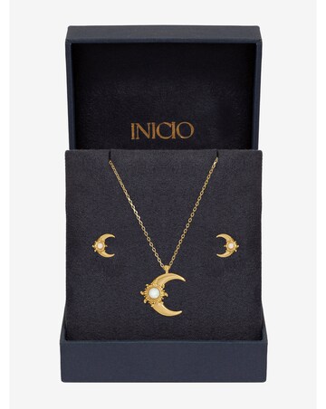 Inicio Gold Plated and Opal Moon Set - Gift Box