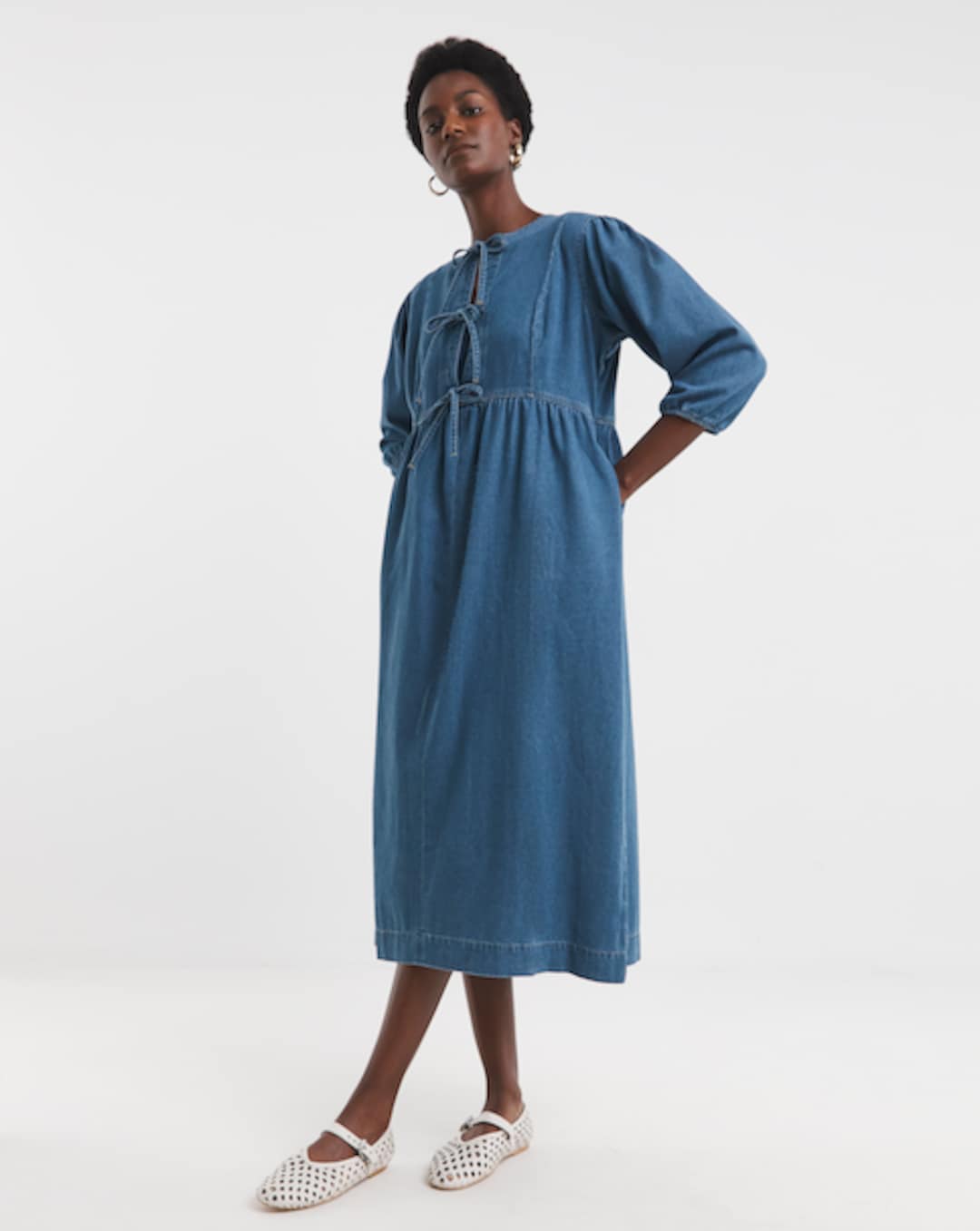 fat face denim dress Fran Chambray Blue Denim Dress