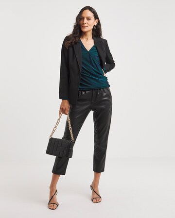 Joanna Hope Green/Blue Glitter Knit Wrap Top