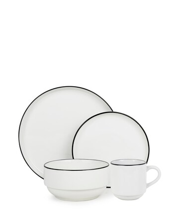 Waterside Monochrome Stackable 16 Piece Dinner Set