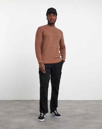 Pink Textured Knitted Crew Neck Jumper