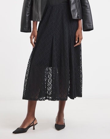 Black Lace Godet Skirt