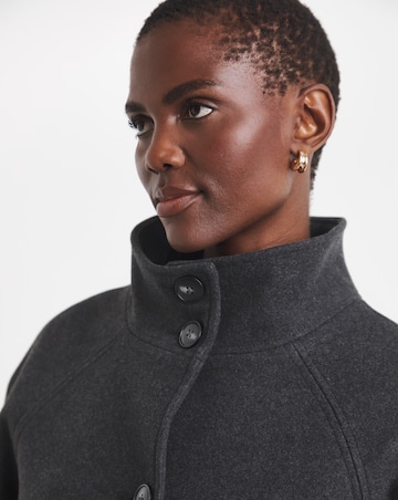 Charcoal Funnel Neck Longline Coat