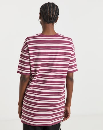 Pink & Burgundy Stripe Longline Oversized Tee