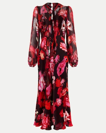 Phase Eight Eleini Floral Tie Neck Midi Dress