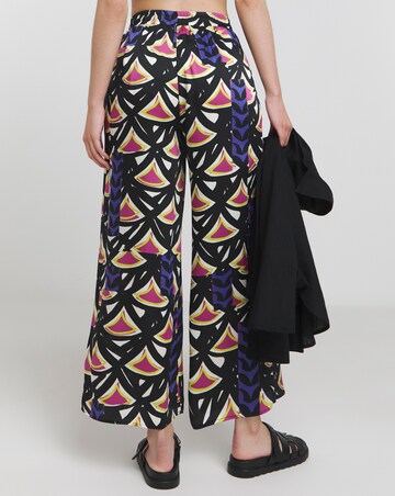 Simply Be Geo Print Satin Wide Leg Trousers