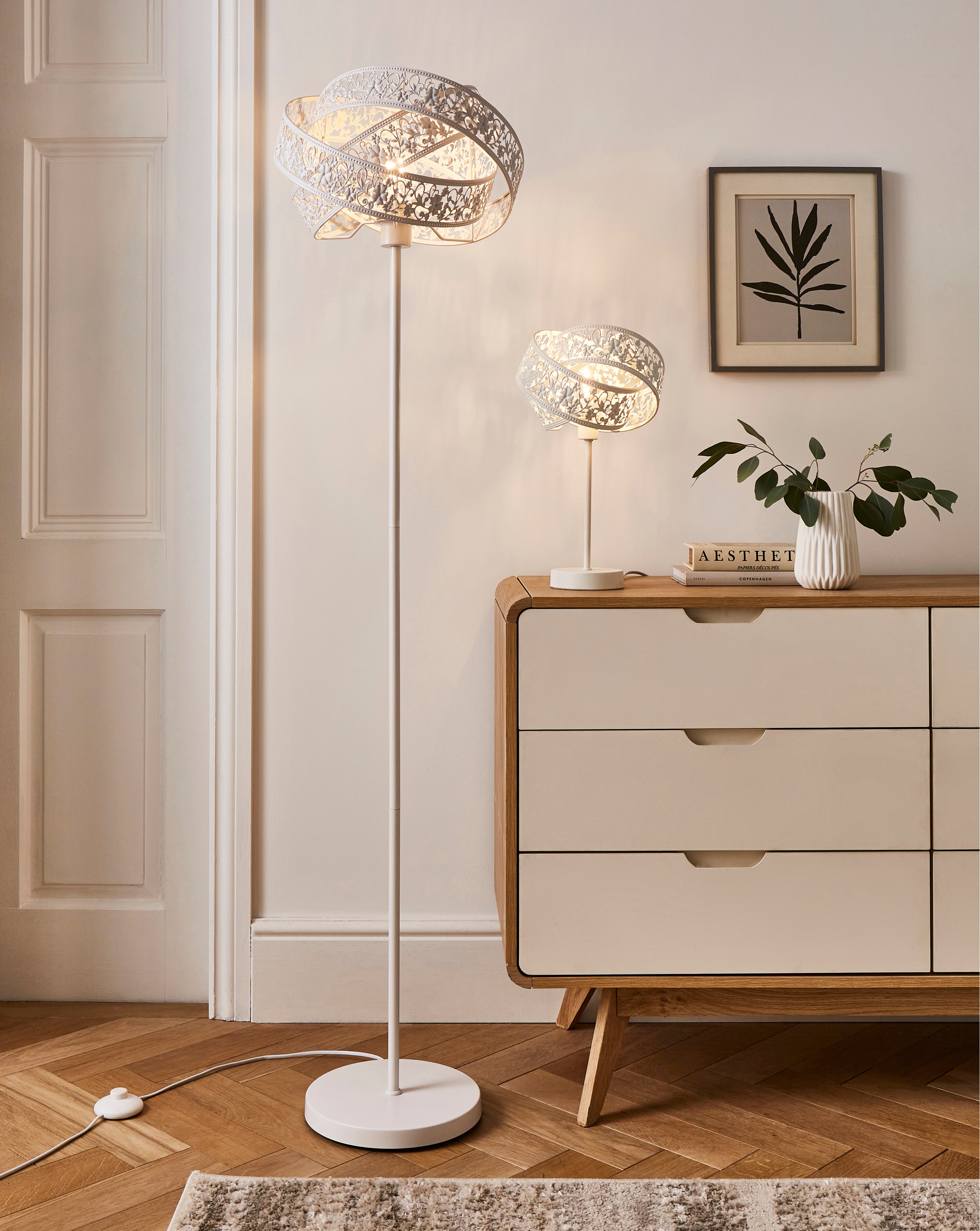 Matte White Fretwork Table Lamp | Ambrose Wilson