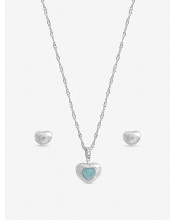 Inicio Sterling Silver Plated Satin Heart Set - Gift Box