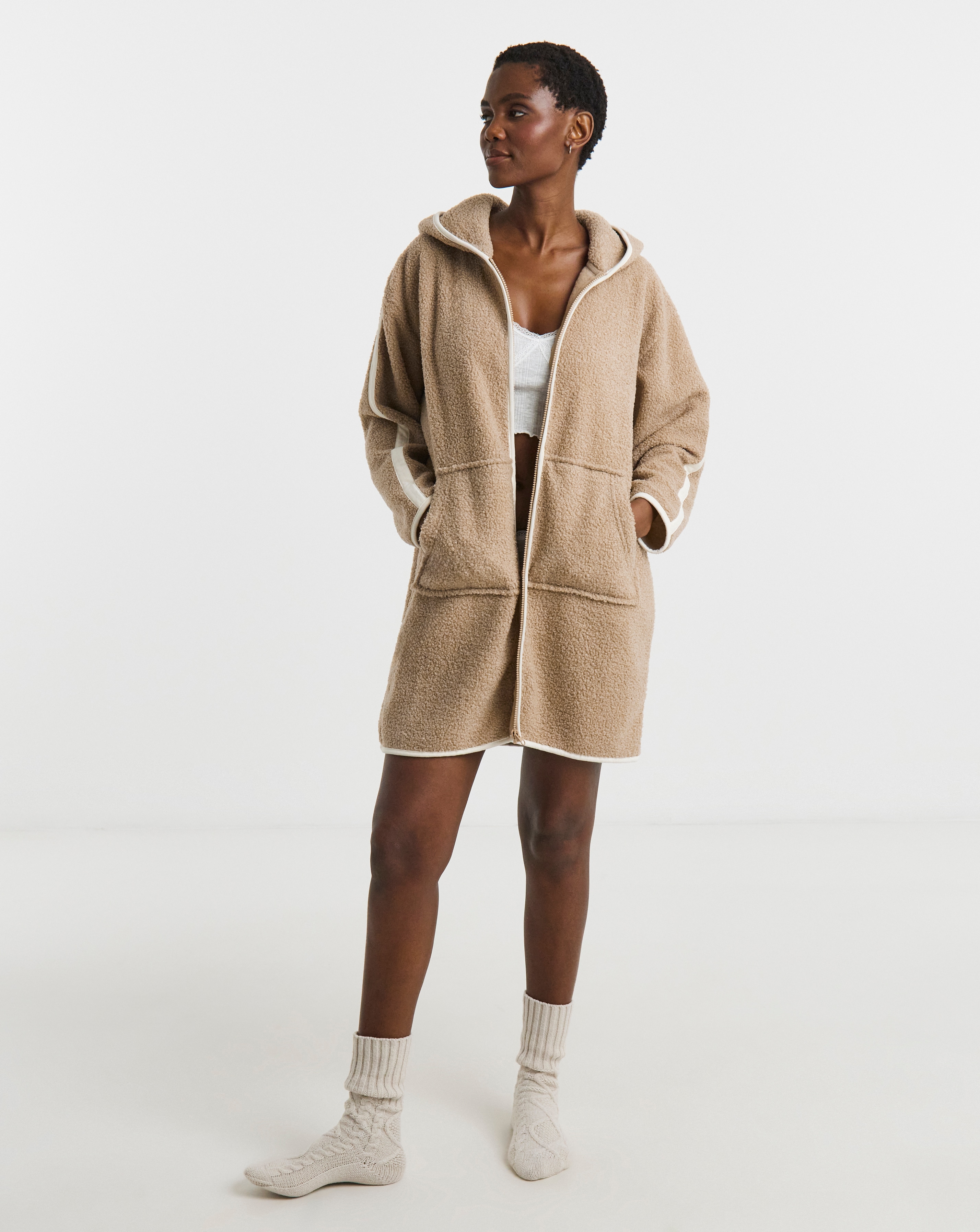 Pretty Secrets Zip Through Fleece Lounge Cardigan | Ambrose Wilson