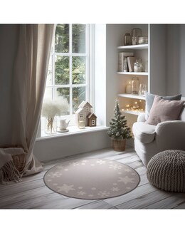 Snowflakes Washable Circle Rug