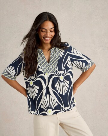 White Stuff Ash Linen Blend Top