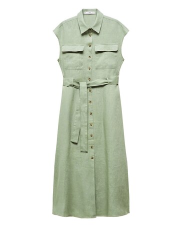 Mango Linen Tie Waist Dress