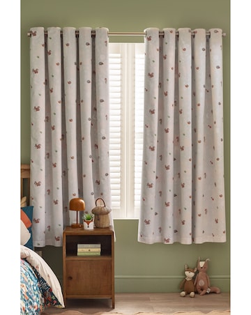 Catherine Lansfield Fox and Woodland Friends Eyelet Curtains Two Panels