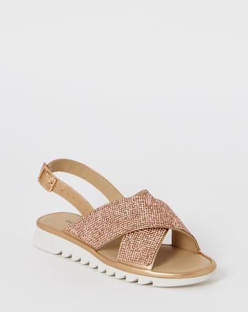 Cushion Walk Rose Gold Shimmer Sparkle Strap Slingbacks - Wide Fit (E)