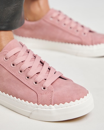 Janey Scalloped Edge Lace Up Trainer - Wide Fit (E)