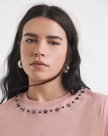 Simply Be Pink Embellished Neckline T-Shirt