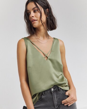 Khaki Criss Cross Satin Cami