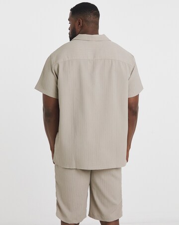 Jack & Jones Textured Shirt & Short Set - Natural