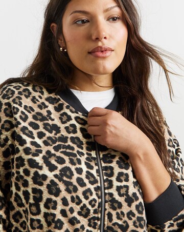 Leopard Print Zip Through Bomber