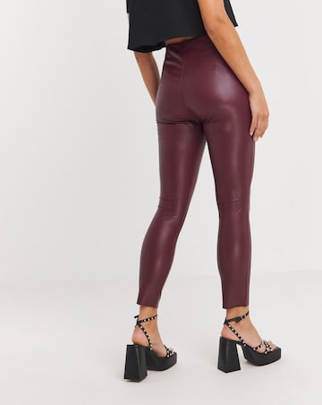 Seam Detail High Waist Stretch PU Leggings