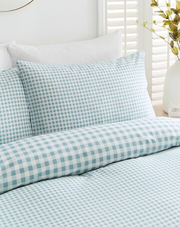 Gingham Cotton Blend Reversible Duvet Cover Set