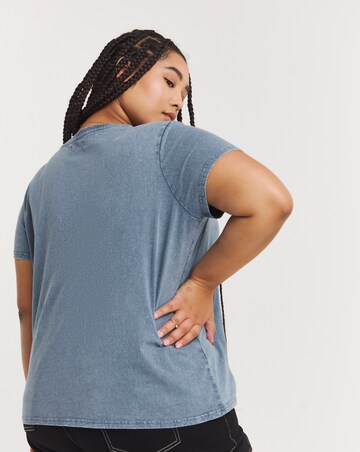 Washed Blue Slub V Neck Tee