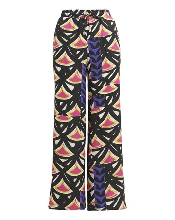 Simply Be Geo Print Satin Wide Leg Trousers