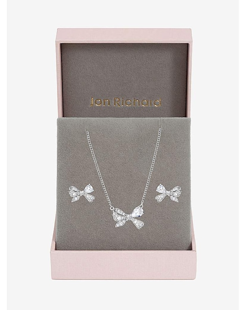 Jon Richard Rhodium Plated Bow Box Set - Gift Box
