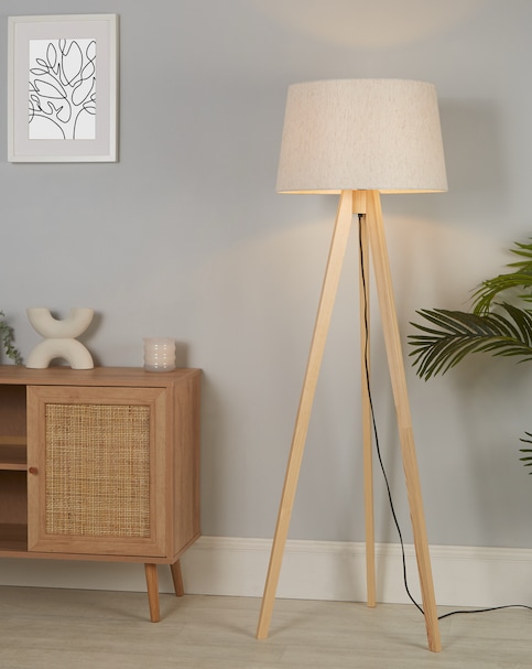 Wooden Tripod Floor Lamp