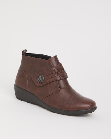 Cushion Walk Touch & Close Ankle Boot with Button Detail Wide E Fit
