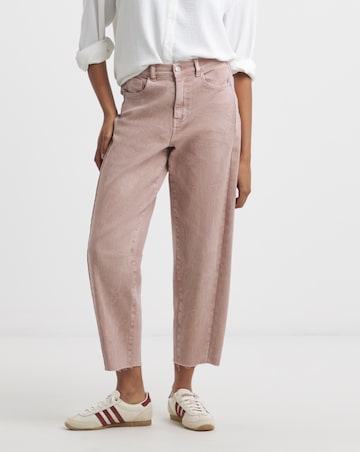 Simply Be Salt Pink Denim Cropped Barrel Jeans